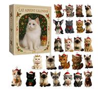 Cat Advent Calendar 2025, 24 Days Christmas Countdown Calendar, 2D Acrylic Decor for Santa Tree and Bag, Cute Kitten Ornaments, Cartoon Kitten Christmas Decorations for Cats Lovers