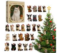 Cat Advent Calendar 2025, Advent Calendar Cat 2025, 24 Different Breeds 2D Acrylic Cat Calendar, Artistic for Teenagers, Children, Adults at Christmas Time