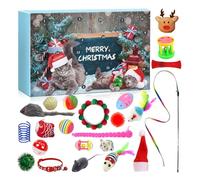 Cat Advent Calendar, 24 Days Cat Toy Countdown Calendar, Interactive Christmas Toys Assortment with Feather Teaser Wand, Mice, Balls, Bells for Indoor Kitten, Pet Surprise Holiday Gifts