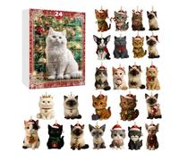 Cat Advent Calendars 2025, 24 Day Cat Ornaments Christmas Countdown Calendar, 2D Acrylic Kitten Hanging Pendants for Christmas Tree Decor, for Cats Lovers Gift