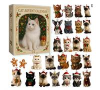 Cat Advent Calendars 2025,24 Days Acrylic Cat Figurine Pendant Christmas Countdown Calendar,Cute Kitten Pendant Advent C-alendars,Xmas Holiday C-at Ornaments for Tree & Home for C-ats Lovers Gift