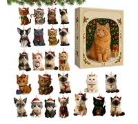 Cat Advent Calendars 2025, 24 Days Cat Ornaments Christmas Countdown Calendar, Cute Kitten Pendant Advent Calendars, Cartoon Kitten Christmas Tree Decorations Countdown Calendar, for Cats Lovers Gift