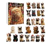 Cat Advent Calendars 2025-24 Days Christmas Countdown Calendar, 2D Flat Cat Theme Ornaments, 24 Pieces Christmas Surprise ForChristmas Tree Home Door Wall Car Decor Keychain