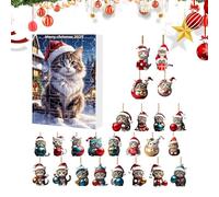Cat Advent Calendars 2025, 24 Days Christmas Countdown Calendar with 2D Acrylic Cute Cat Ornaments for Cats Lovers, Christmas Kitten Pendant for Window Car Rearview Mirror Wall Door Christmatree Decor
