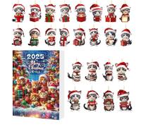 Cat Advent Calendars 2025, 24 Days Christmas Countdown Calendar With 2D Acrylic Kitten Hanging Ornaments, Cute Cat With Santa Hat Ornaments For Christmas Tree
