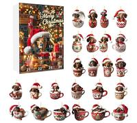 Cat Advent Calendars 2025, 24 Days Christmas Countdown with 24 Mini 2D Flat Cats Pendants, Kitten Ornaments Advent Calendars, Xmas Tree Holiday Gifts Decor for Cat Lovers Cat Owners (dog-A)