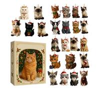 Cat Advent Calendars for Pets,Christmas Halloween Cat Advent Calendars 2025,24-Day Countdown Acrylic Kitten Figurine Pendant for Adults Girls Boys Teen Lovers Collectors Decorative Charm