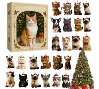 Cat Advents Calendars 2025, 26x18x3cm Acrylic 2025 Advents Calendars For Cats, Thickened Cardboard Shell, Pressure-resistant And, 24 Different Themed Decorations