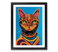 Cat African Art Framed Wall Art Print A2 Black