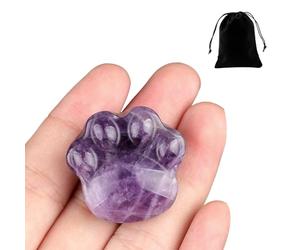 Cat Amethyst Crystals and Healing Stones, Natural Stone for Anxiety Relief, Emotional Balance & Positive Energy, Cat Paw Healing Crystals, Unique Gift for Crystal Cat Lovers (Amethyst)