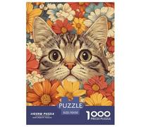 Cat Amid Flowers 1000 Puzzles Adults Puzzle Adults Puzzle Puzzle Game Home Decoration Challenge High Difficulty 70x50cm/1000pcs
