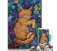 Cat Among Flowers JigsawPuzzle 1000 Pieces for Teenagers,Stress Reliever Difficult Challenge Unique Home Decor And Gifts 38x26cm