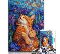Cat Among Flowers Puzzles 1000 Pieces for Teenagers,Pattern Assembly Fun at Home Activities,Birthday Present,Travel Gifts 75x50cm