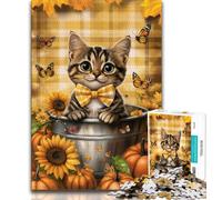 Cat Among Sunflowers 1000 Pieces Jigsaw Puzzle For Adults Teens,Pattern Assembly Fun at Home Activities,Birthday Present,Travel Gifts 38x26cm