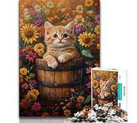 Cat Among Sunflowers Adult Jigsaws 1000 Pieces Difficult,Challenging To Complete But Fun And Humorous Birthday Present,Gifts,Wall Art (75x50cm)