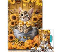 Cat Among Sunflowers Jigsaws Puzzles 1000 Pieces for Teenagers Gifts,Educational Games Home Decoration Deal As Gifts for The Whole Family (50x75cm)
