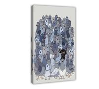 Cat Among The Pigeons Canvas Poster Wall Art Decor Print Picture Paintings for Living Room Bedroom Decoration 08x12inch(20x30cm)