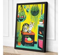 Cat Among the Plants Canvas Wall Art Print 18x12 Inch