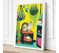 Cat Among the Plants Canvas Wall Art Print 18x12 Inch