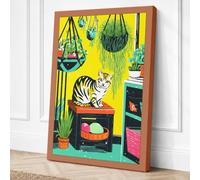 Cat Among the Plants Canvas Wall Art Print 18x12 Inch