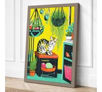 Cat Among the Plants Canvas Wall Art Print 24x16 Inch