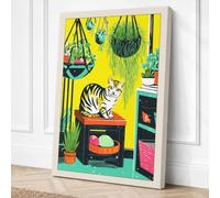 Cat Among the Plants Canvas Wall Art Print 36x24 Inch