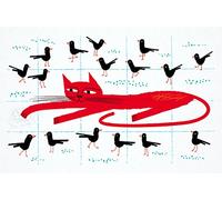 Cat Amongst The Pigeons - limited edition art print by Oliver Lake