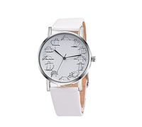Cat Analog Wrist Watch Quartz Alloy Design Leather Men's Watch Watch Men Digital (White, One Size)