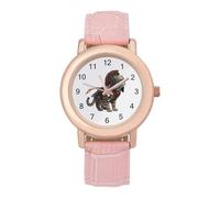 Cat Ancient Greek Helmet Women's Wrist Watch Easy Reader with Leather Strap Analog Display Wonderful Ladies Gifts