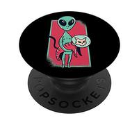 Cat and alien in space for extraterrestrial men and women PopSockets Swappable PopGrip