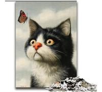 Cat And Butterfly 2000 Piece Jigsaw Puzzles, Family Activity Fun at Home Activities, Birthday Present,Travel Gifts (70x100cm)