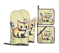 Cat and Butterfly Kitchen baking four-piece set anti-scalding and heat insulation for kitchen baking and grilling
