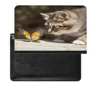 Cat And Butterfly Passport Holder Vaccine Card Holder Travel Document Organizer Credit Card Organizer for Women/Men