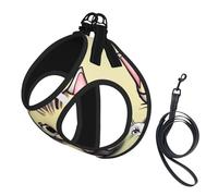 Cat and Butterfly Print Soft Pet Harness and Leash Set, Adjustable Mesh Puppy Vest Harness for Small Large Large Dogs and Cats