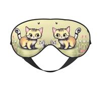 Cat and Butterfly Prints Double-Sided Eye Mask Adjustable Design Light-Blocking and Breathable Suitable for Rest and Travel.