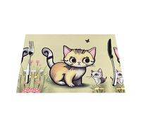 Cat and Butterfly PVC Woven placemats are Printed and can add Decoration to Your Dining Table.