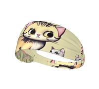 Cat and ButterflyPrinted headband, unisex, suitable for daily face washing, makeup application, yoga, and exercise.