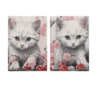Cat And Cherry Passport Holder, ID Card Protector Case Passport Holder with Slot Passports Travel Wallet Document Cover for Women And Men