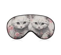 Cat and Cherry Sleep Mask for Women Men Side Sleeper Eye Cover with Adjustable Strap Soft Breathable Blackout Mask Slip-Free Deep Sleeping Travel Essentials
