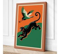 Cat and Crane Ascending Art Canvas Wall Art Print 24x16 Inch