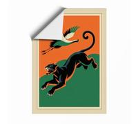 Cat and Crane Ascending Art Deco Unframed Wall Art Print A1 (84.1×59.4cm), Wall Decor for Living Room, Bedroom, Office & Home, Art Gift