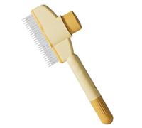 Cat and Dog Brush Self Cleaning Pet Comb Knots and Loose Hair Remover with Nail Clippers and Cleaning Button, for Long and Short Hair Care (Yellow)