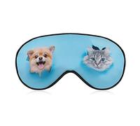 Cat and Dog Climbsof The Hole Sleep Mask Blindfold Blue Background Adjustable Super-Smooth Soft Eye Mask Cover for Men Women Travel and Nap