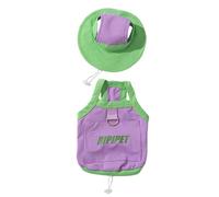 Cat And Dog Clothing Cute Summer Cool Tank Top And Sun Hat 2 Piece Set Traction Rope Loop UPF50+Dog And Cat Accessories Multiple Sizes Suitable For And Small Dogs ByT241 (Dark Purple, 35cm)