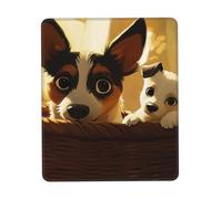 Cat and Dog Cradle Mouse Pad Black Durable Soft Waterproof Non-Slip Rubber Leather with Stitched Edge Gaming Mouse Pads for Desk Office Laptop11.8 x9.8