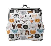 Cat and Dog Faces Bulldog Beagle Labrador Print Charm and Versatile Coin Purse Exquisite Waterproof Kiss Lock Wallet for Keys Cards