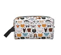 Cat and Dog Faces Bulldog Beagle Labrador Print Large Capacity Travel Toiletry Bag Cosmetic Pouch Waterproof Lightweight Vacation