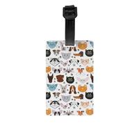 Cat and Dog Faces Bulldog Beagle Labrador Print Luggage Tag Suitcases Identification Labels Set Travel Bag Backpack Suitcase Tags