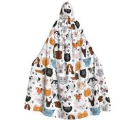 Cat And Dog Faces Bulldog Beagle Labrador Print Men And Women Adult Hooded Cloak For Halloween Christmas Carnival Theme Parties