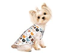 Cat and Dog Faces Bulldog Beagle Labrador Print Pet T-Shirt Vest Soft Stretchy Apparel Wear Fashion Tank Top for Indoor Outdoor Use